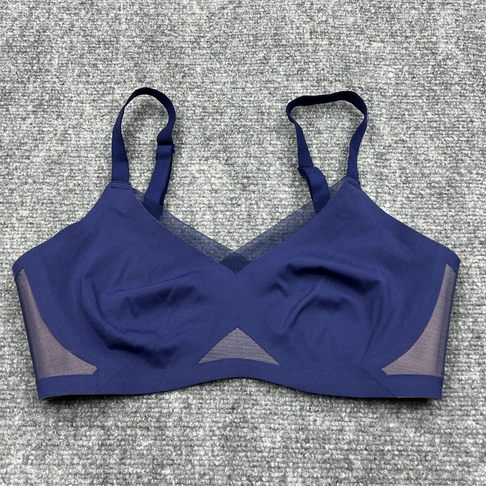 Honeylove Crossover Bra Womens Small Blue Mesh V-Neck Wireless Clasp Bralette